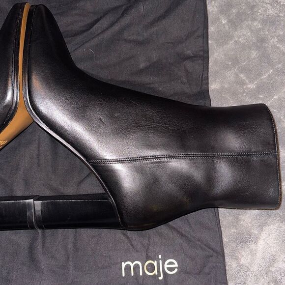 NEW Maje Fanette Pointed-Toe Leather Ankle Boots Size 9 - Picture 7 of 13